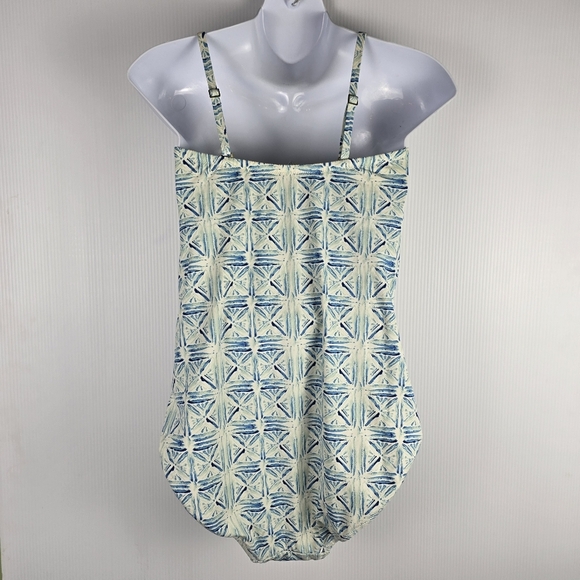 Lands' End Women’s Bandeau OnePiece Tummy Control Blue and Yellow Adj Strap 10 - Picture 2 of 11